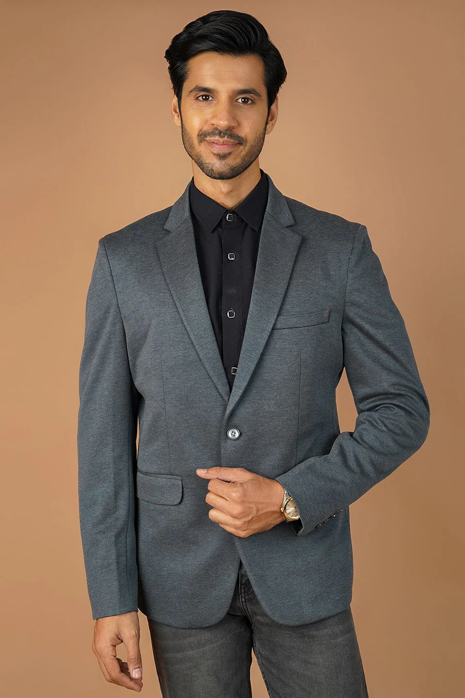 Poly Licra Grey Blazer